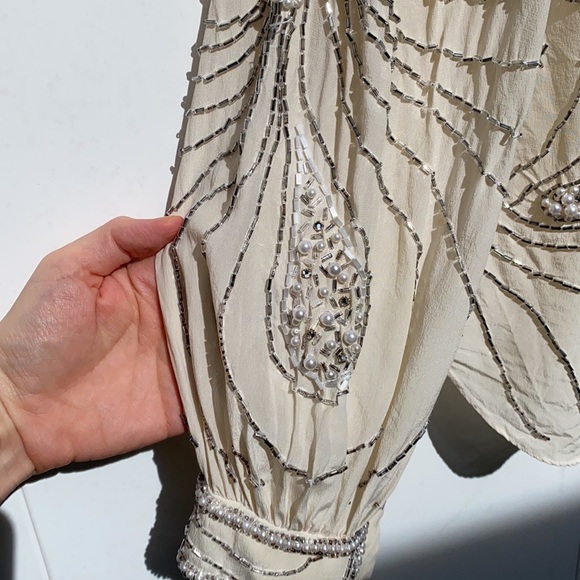 100%Pure Silk Argenti Notte Beaded Blouse M - Picture 3 of 9